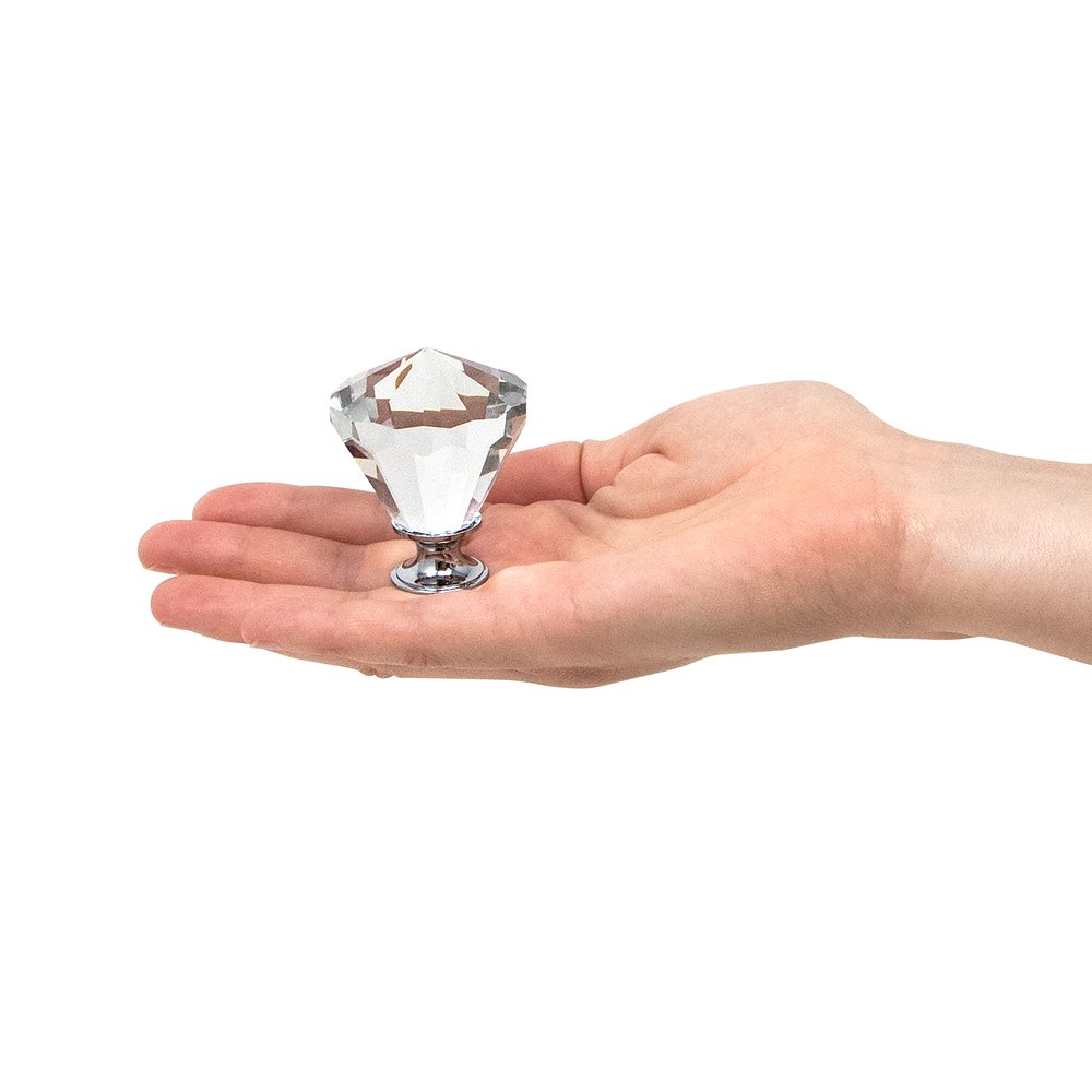 Isaac Jacobs Diamond Shape (53 MM) Crystal Knobs Set, Cabinet Knobs with Screws, Drawer Pulls, Glass, for Dresser, Bathroom, Bedroom, Kitchen, Living Room &amp; More