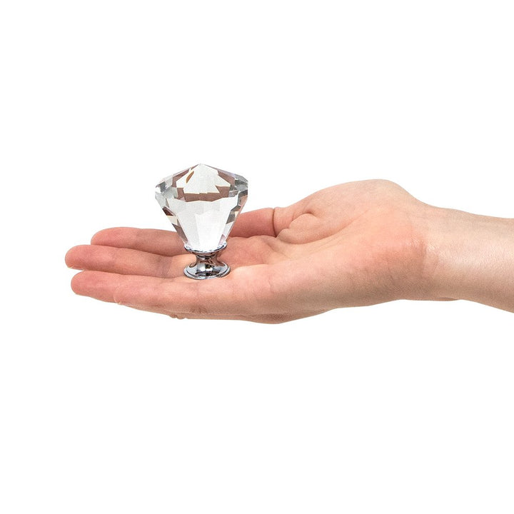 Isaac Jacobs Diamond Shape (53 MM) Crystal Knobs Set, Cabinet Knobs with Screws, Drawer Pulls, Glass, for Dresser, Bathroom, Bedroom, Kitchen, Living Room &amp; More