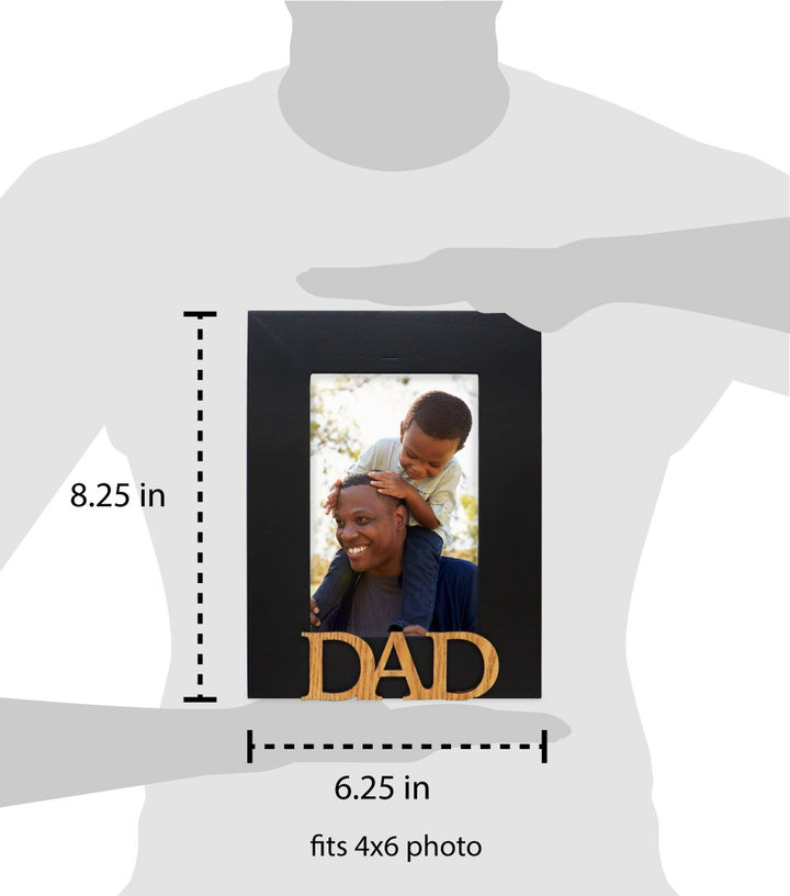 Isaac Jacobs Wood Sentiments Dad Picture Frame, Photo Gift for Father, Family, Display on Tabletop, Desk