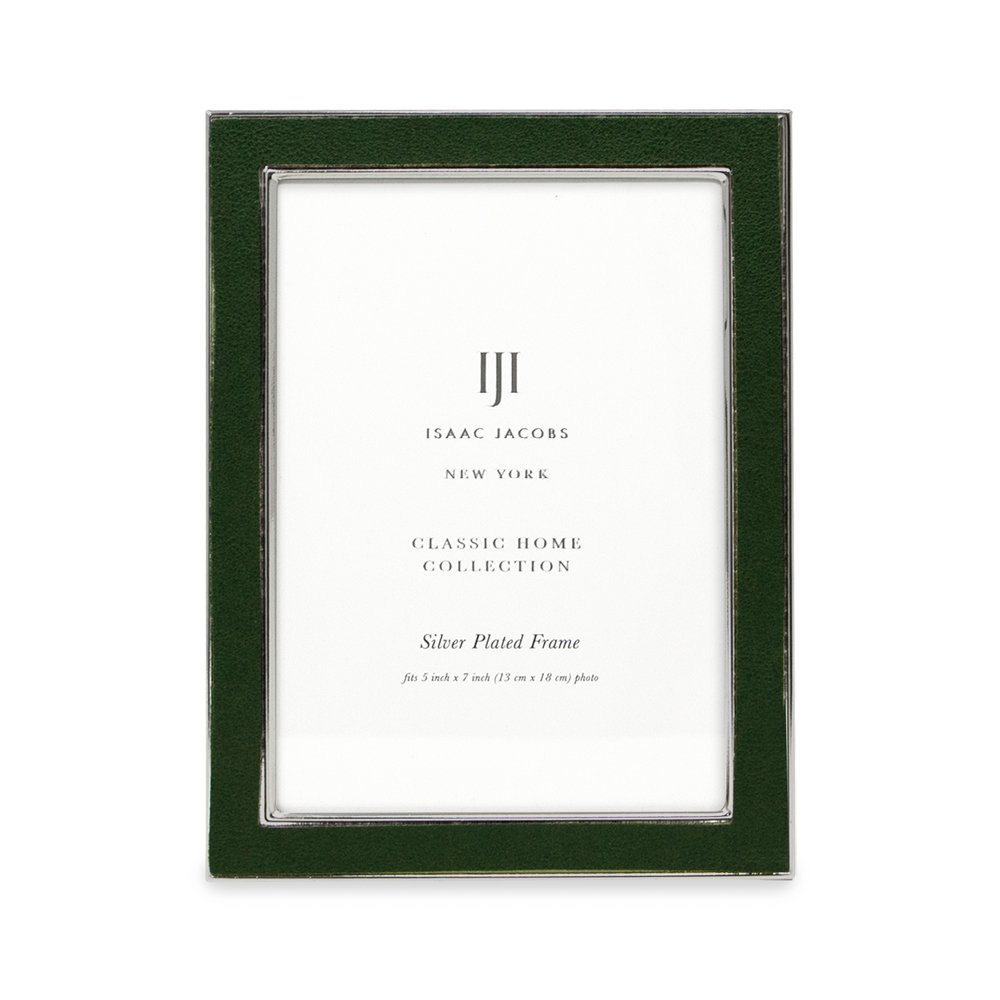 Isaac Jacobs Leather with Metal (Vertical &amp; Horizontal) Picture Frame, Suede Border w/ Black Fabric Easel, Wall-Mountable, Made For Tabletop, Photo Gallery