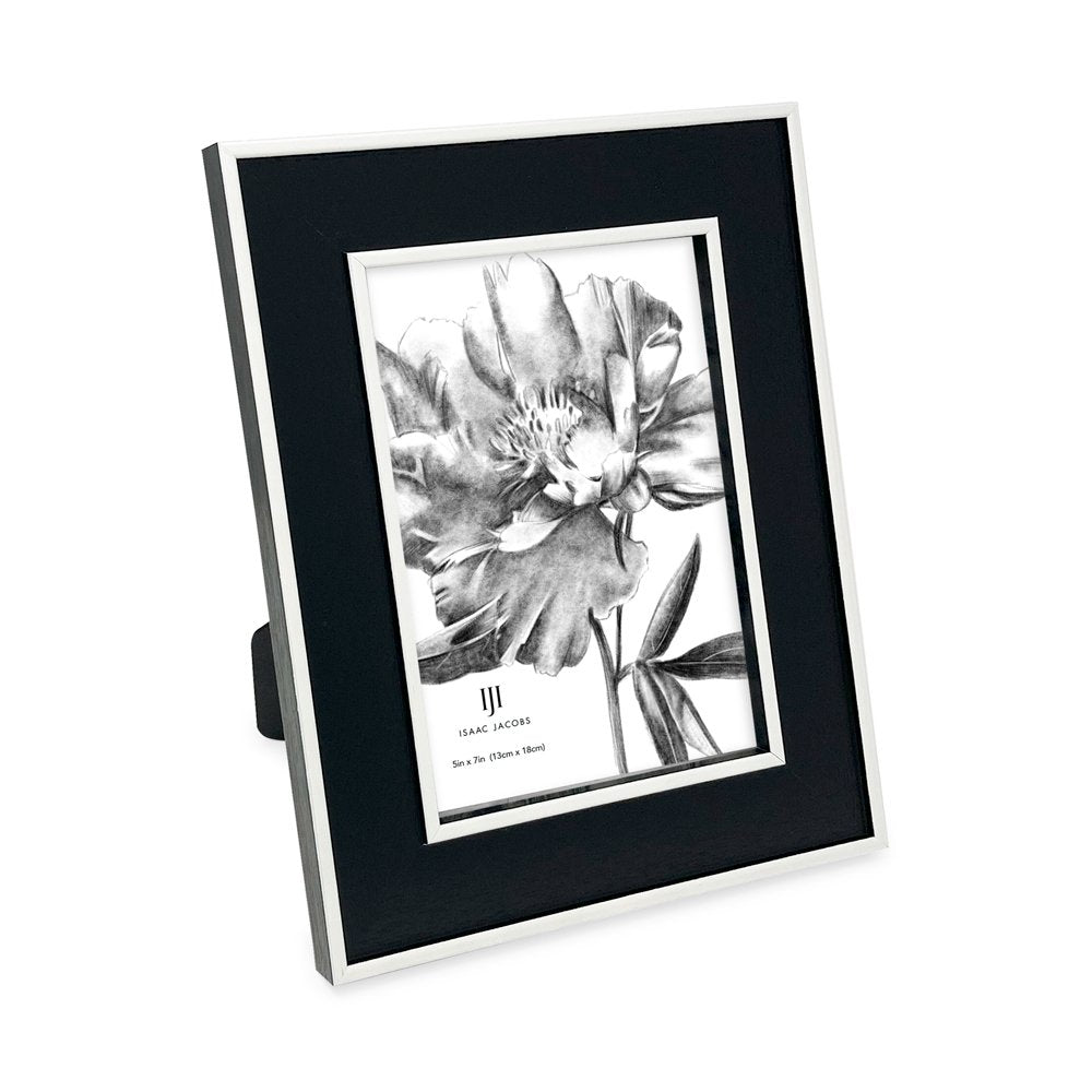 Isaac Jacobs (Vertical &amp; Horizontal) Double Border Picture Frame w/ Black Fabric Easel, Wall-Mountable, Made for Tabletop &amp; Gallery, Home or Office