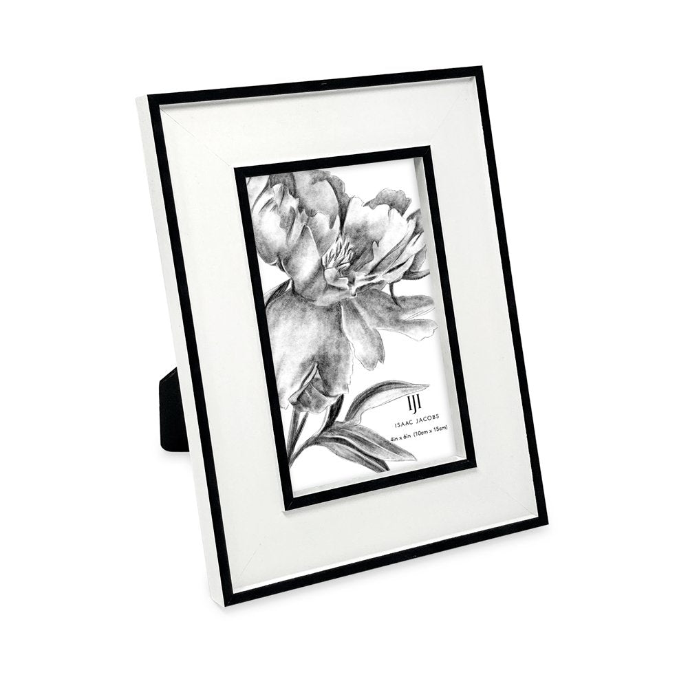 Isaac Jacobs (Vertical &amp; Horizontal) Double Border Picture Frame w/ Black Fabric Easel, Wall-Mountable, Made for Tabletop &amp; Gallery, Home or Office
