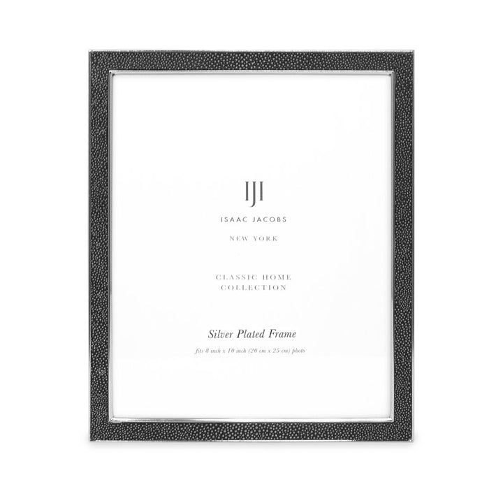 Isaac Jacobs Leather with Metal (Vertical &amp; Horizontal) Picture Frame, Shagreen Border w/ Black Fabric Easel, Wall-Mountable, Made For Tabletop, Photo Gallery