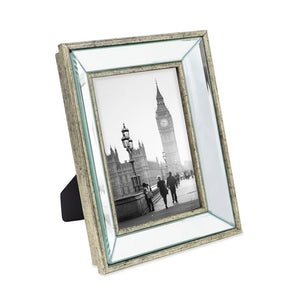 Isaac Jacobs Beveled Mirror Picture Frame - Classic Mirrored Frame with Deep Slanted Angle Made for Wall Décor Display, Photo Gallery and Wall Art