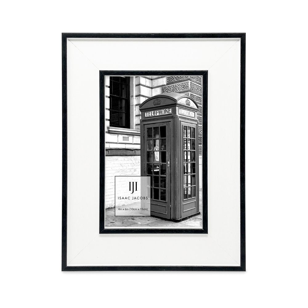 Isaac Jacobs (Vertical &amp; Horizontal) Double Border Picture Frame w/ Black Fabric Easel, Wall-Mountable, Made for Tabletop &amp; Gallery, Home or Office