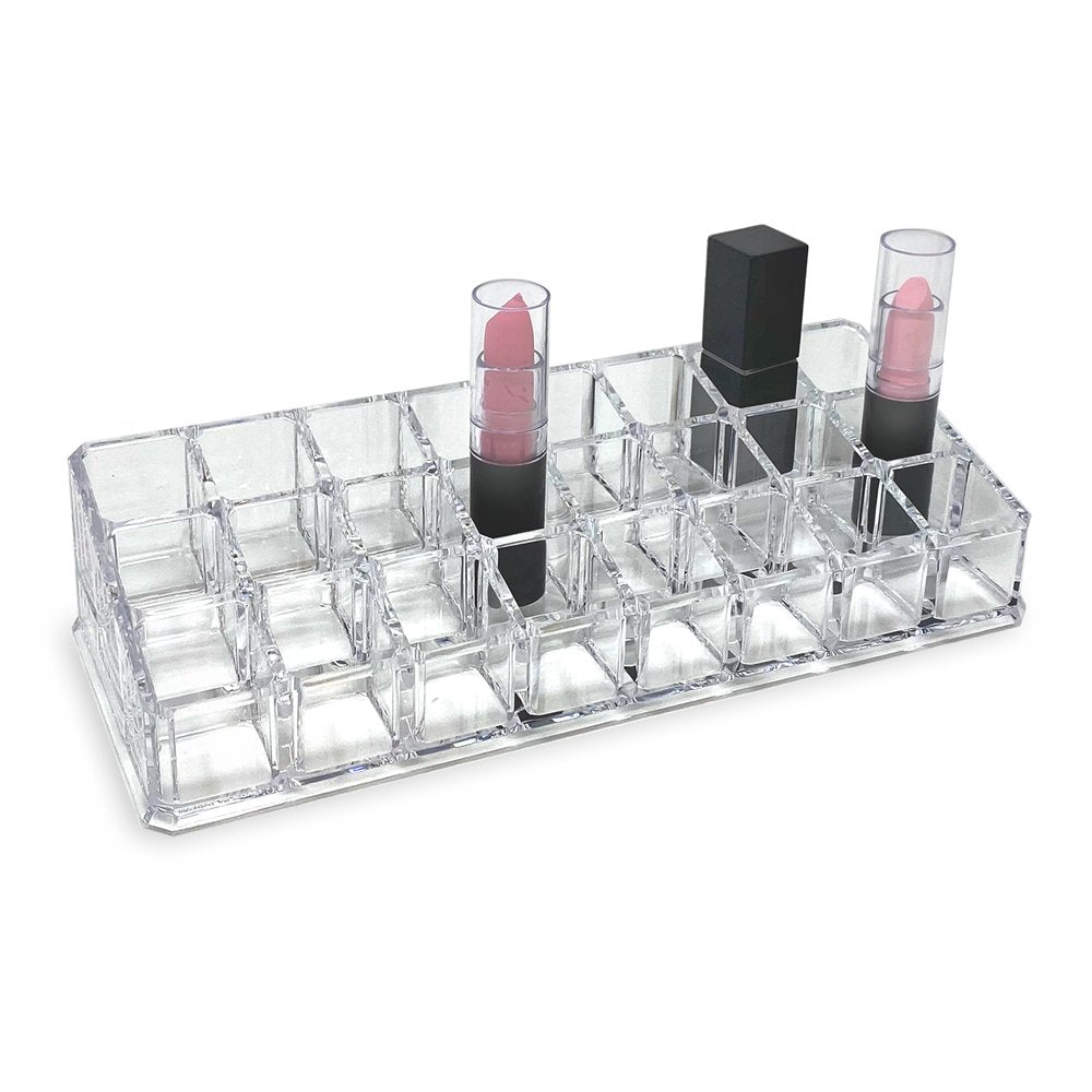 Isaac Jacobs Clear Acrylic Lipstick and Nail Polish Holder, Organizer for Makeup, Essential Oils, Storage Solution, Rack Display