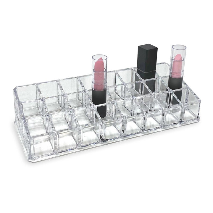 Isaac Jacobs Clear Acrylic Lipstick and Nail Polish Holder, Organizer for Makeup, Essential Oils, Storage Solution, Rack Display