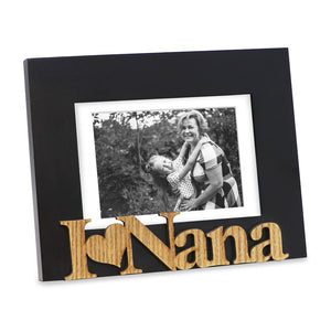 Isaac Jacobs Wood Sentiments “I Love Nana” Picture Frame, Photo Gift for Nana, Grandma, Family, Display on Tabletop, Desk
