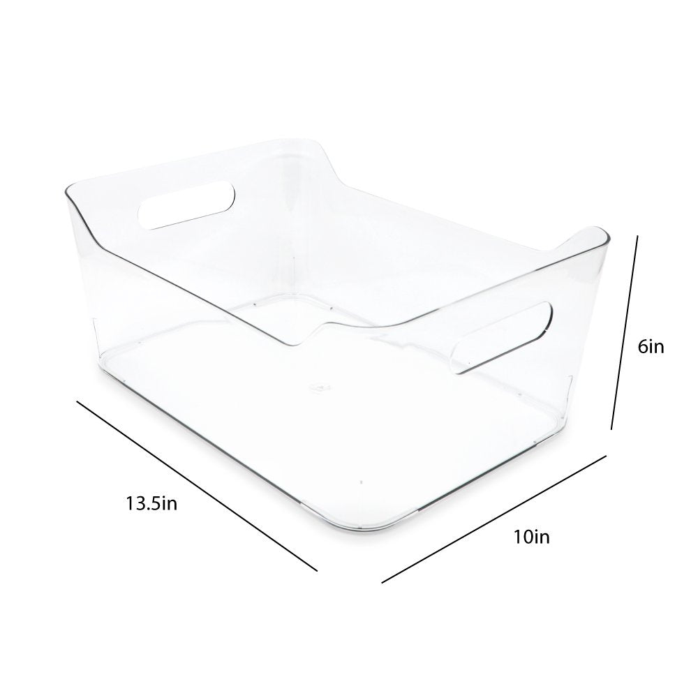 Isaac Jacobs Clear Storage Bins w/Handles, Plastic Box Set, Home, Office, Fridge, Freezer, Kitchen, Pantry Organization Container, BPA-Free/Food Safe
