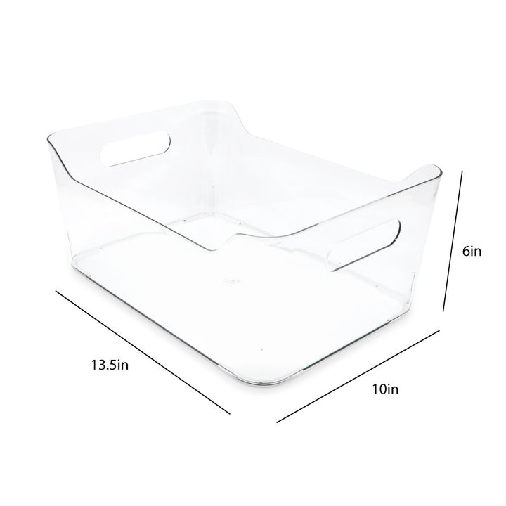 Isaac Jacobs Clear Storage Bins w/Handles, Plastic Box Set, Home, Office, Fridge, Freezer, Kitchen, Pantry Organization Container, BPA-Free/Food Safe