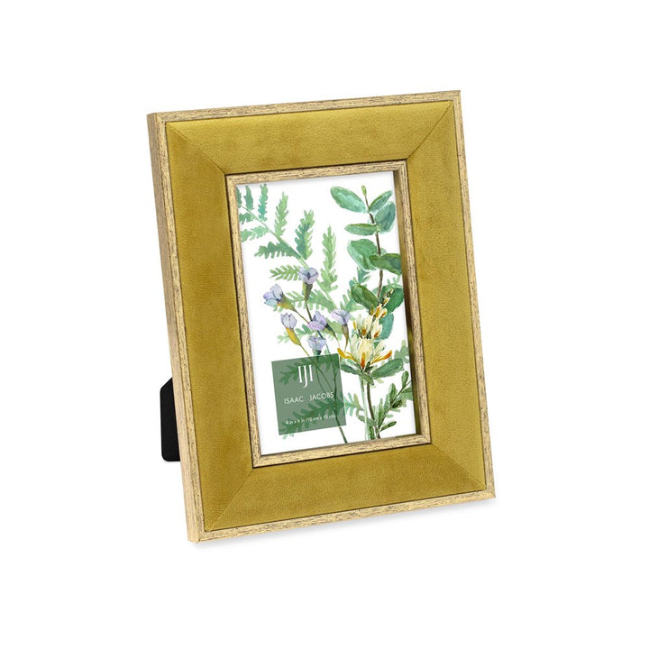 Isaac Jacobs Velvet Picture Frame with Metallic Double Border, Photo Frame, Horizontal &amp; Vertical, Made for Tabletop &amp; Wall Display, for Home and Office