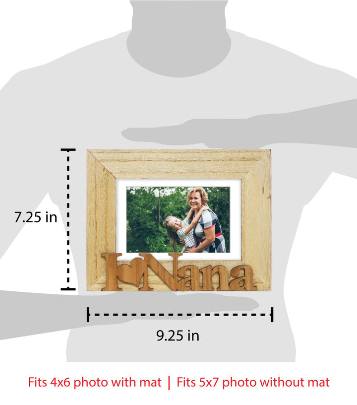 Isaac Jacobs Wood Sentiments “I Love Nana” Picture Frame, Photo Gift for Nana, Grandma, Family, Display on Tabletop, Desk