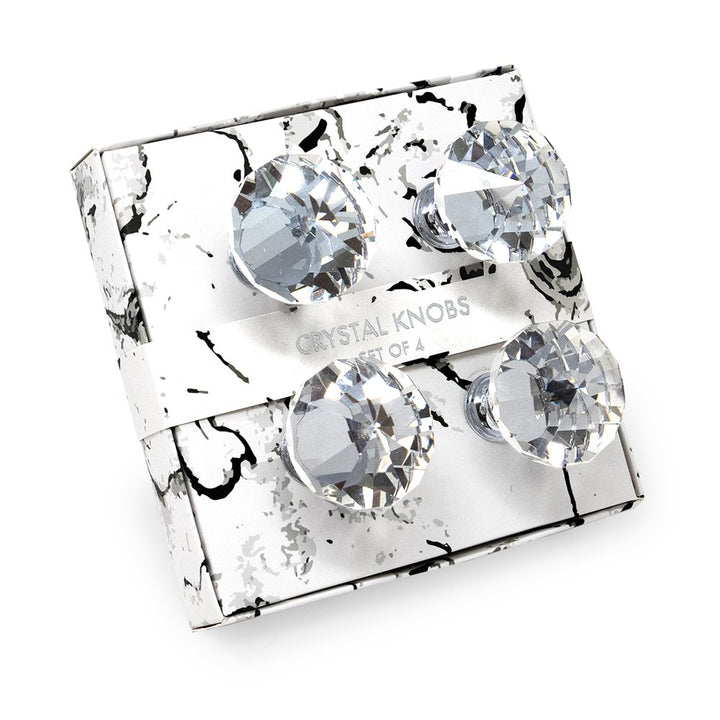 Isaac Jacobs Diamond Shape (53 MM) Crystal Knobs Set, Cabinet Knobs with Screws, Drawer Pulls, Glass, for Dresser, Bathroom, Bedroom, Kitchen, Living Room &amp; More