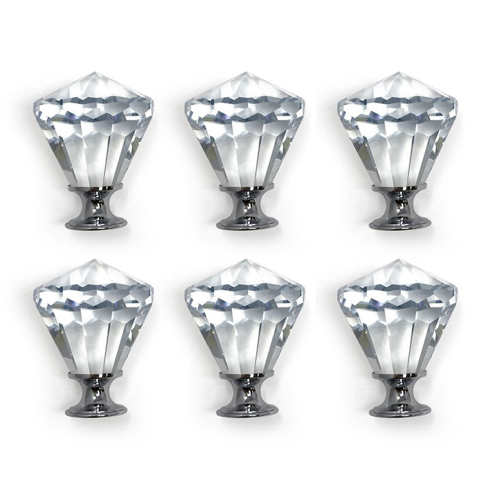 Isaac Jacobs Diamond Shape (53 MM) Crystal Knobs Set, Cabinet Knobs with Screws, Drawer Pulls, Glass, for Dresser, Bathroom, Bedroom, Kitchen, Living Room &amp; More