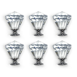 Isaac Jacobs Diamond Shape (53 MM) Crystal Knobs Set, Cabinet Knobs with Screws, Drawer Pulls, Glass, for Dresser, Bathroom, Bedroom, Kitchen, Living Room & More