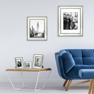 Isaac Jacobs Beveled Mirror Picture Frame - Classic Mirrored Frame with Deep Slanted Angle Made for Wall Décor Display, Photo Gallery and Wall Art