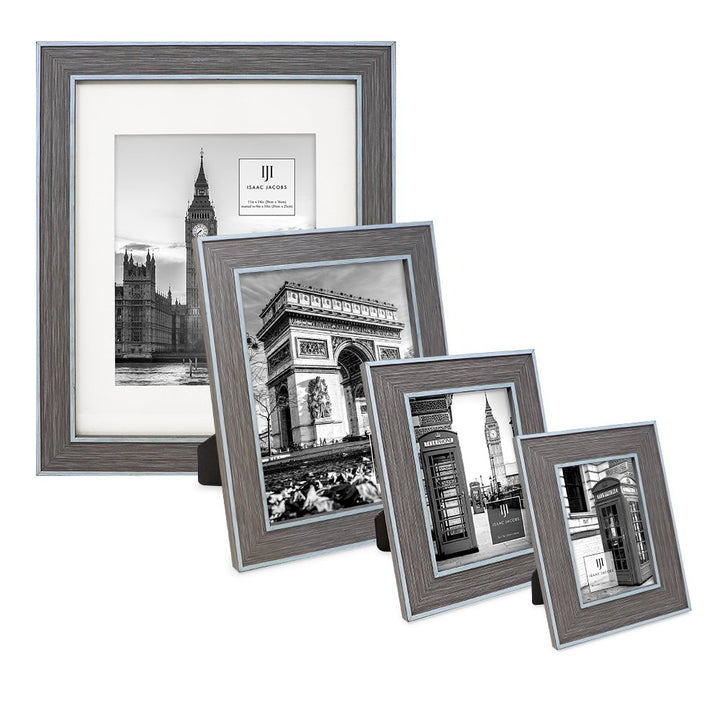 Isaac Jacobs (Vertical &amp; Horizontal) Double Border Picture Frame w/ Black Fabric Easel, Wall-Mountable, Made for Tabletop &amp; Gallery, Home or Office