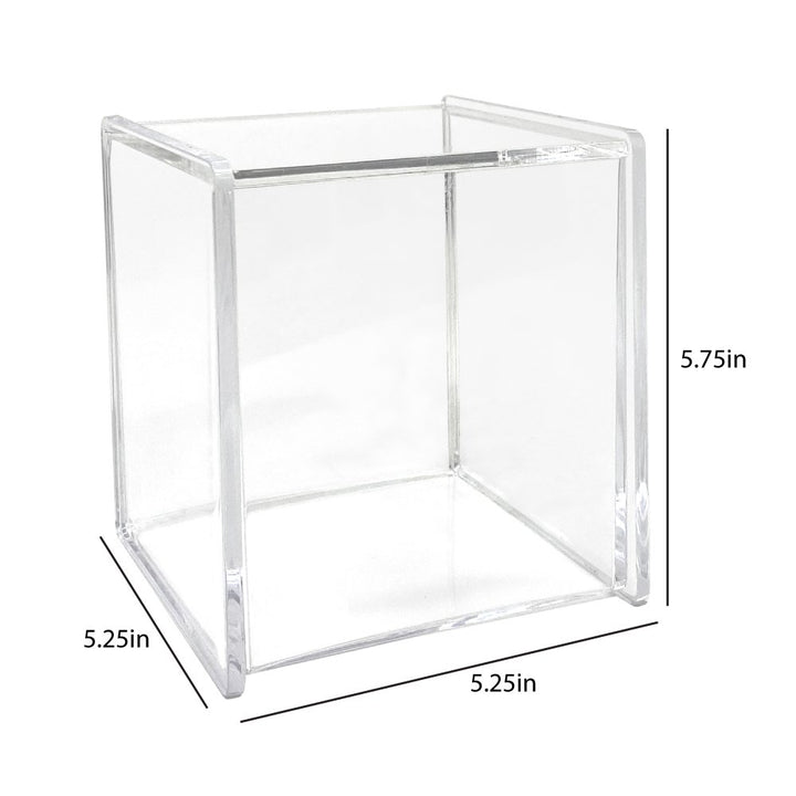 Isaac Jacobs Clear Acrylic Cube Organizer with Lid (5.25" L x 5.25" W x 5.75" H), Stackable, Storage Solution for Makeup, School &amp; Office Supplies &amp; More, for Bathroom, Kitchen, Office