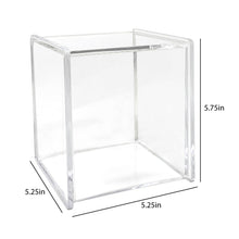 Isaac Jacobs Clear Acrylic Cube Organizer with Lid (5.25" L x 5.25" W x 5.75" H), Stackable, Storage Solution for Makeup, School & Office Supplies & More, for Bathroom, Kitchen, Office