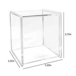 Isaac Jacobs Clear Acrylic Cube Organizer with Lid (5.25" L x 5.25" W x 5.75" H), Stackable, Storage Solution for Makeup, School & Office Supplies & More, for Bathroom, Kitchen, Office