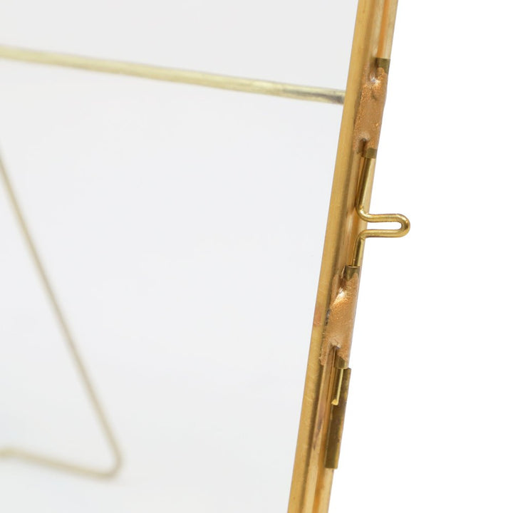 Isaac Jacobs (2-Pack) Vintage Style Brass and Glass, Metal Floating Picture Frame with Locket Closure, for Photos, Art, &amp; More, Tabletop Display