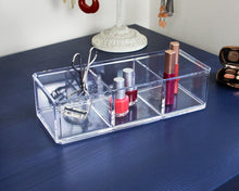 Isaac Jacobs Clear Acrylic 3-Section Organizer- Three Compartment Drawer Tray and Storage Solution for Office, Bathroom, Kitchen, Supplies, and More