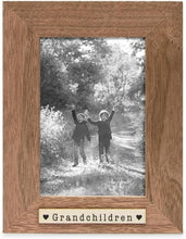 Isaac Jacobs Wood Sentiments "Grandchildren" Picture Frame, Keepsake Photo Frame with Easel and a Hanging Tabs for Tabletop, Desktop & Wall Display