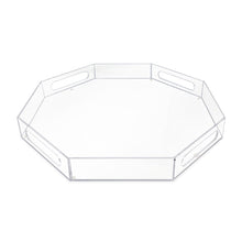 Isaac Jacobs Clear Acrylic Serving Tray with Cutout Handles, Spill-Proof, Stackable Organizer, Space-Saver, Food & Drinks Server, Indoors/Outdoors, Lucite Storage Décor & More