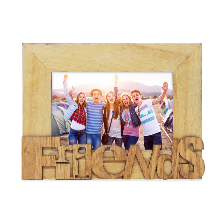 Isaac Jacobs Wood Sentiments “Friends” Picture Frame, Photo Gift for Friend, Display on Tabletop, Desk