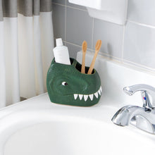 Isaac Jacobs Ceramic Dinosaur Cup Holder, Multi-Purpose Organizer, Bathroom, Kitchen, Bedroom, Office Décor