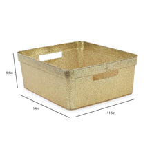 Isaac Jacobs Medium Glitter Storage Bin (14” x 11.5” x 5.5”) Set w/Cut-Out Handles, Plastic Organizer, Multi-Functional, Home Storage Solution, Kids Playroom, Bedroom, Closet