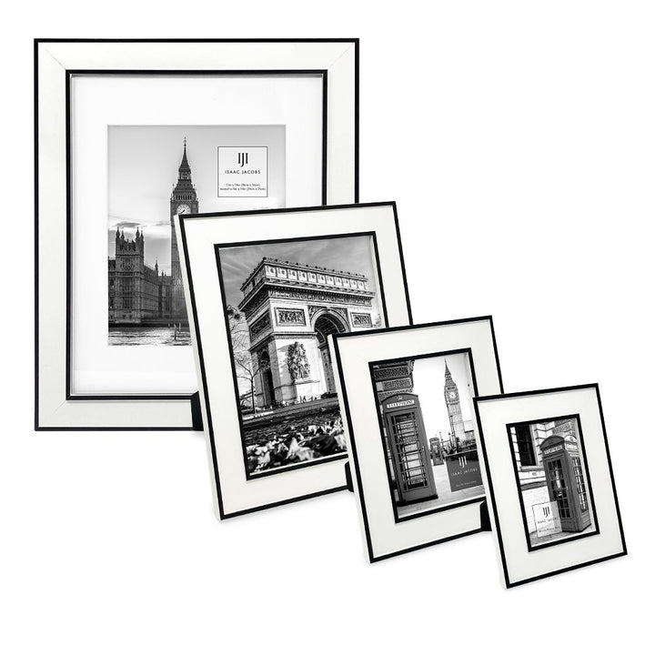 Isaac Jacobs (Vertical &amp; Horizontal) Double Border Picture Frame w/ Black Fabric Easel, Wall-Mountable, Made for Tabletop &amp; Gallery, Home or Office