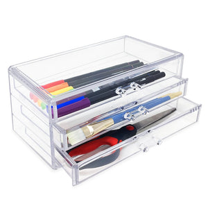 Isaac Jacobs Clear Acrylic 3-Drawer Stackable Jewelry Organizer