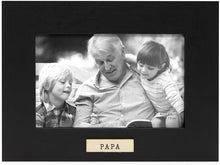 Isaac Jacobs 5x7 Wood Sentiments "Papa" Picture Frame, Horizontal Keepsake Photo Frame with Easel and a Hanging Tabs for Tabletop, Desktop & Wall Display, (Black, 7x5)