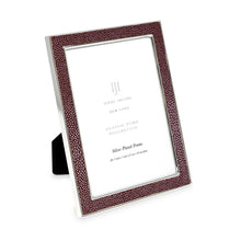Isaac Jacobs Leather with Metal (Vertical & Horizontal) Picture Frame, Shagreen Border w/ Black Fabric Easel, Wall-Mountable, Made For Tabletop, Photo Gallery