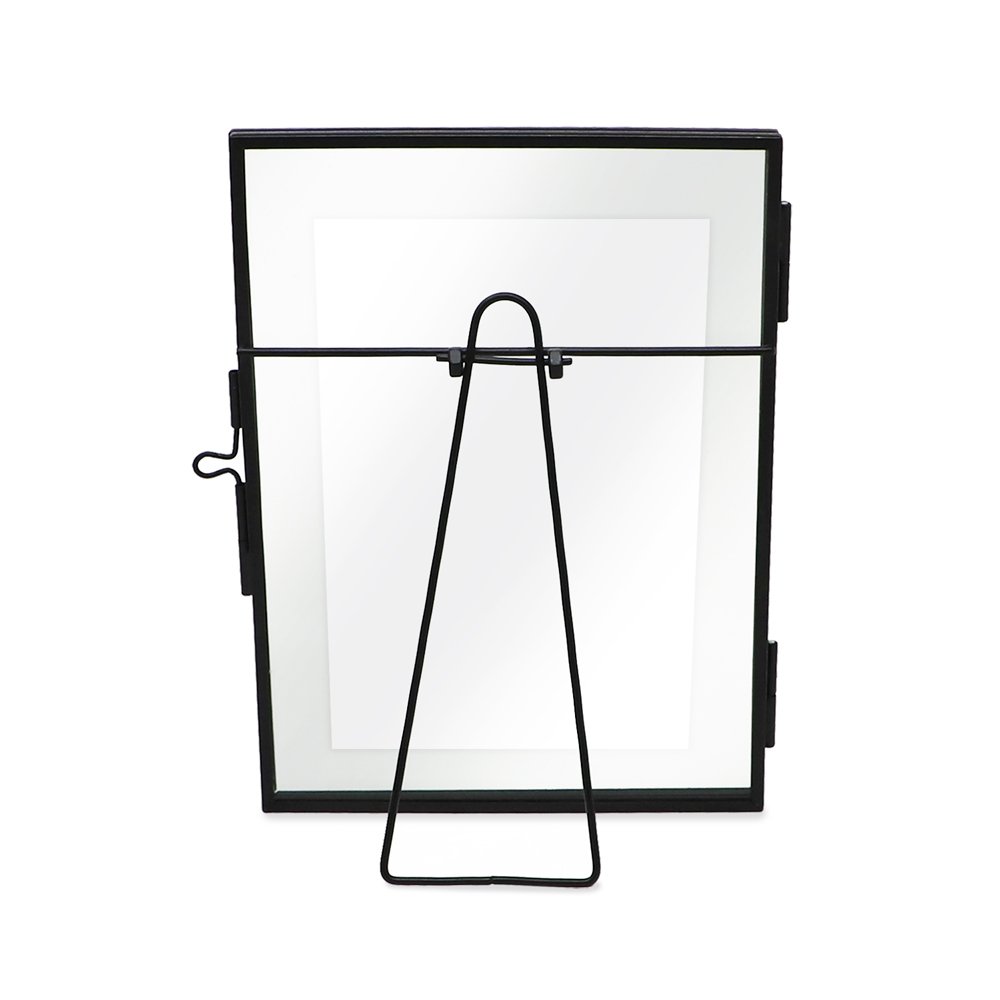 Isaac Jacobs Modern Style Brass and Glass, Pressed Glass, Metal Floating Desk Photo Frame with Locket Closure for Pictures, Art, Mementos &amp; Keepsakes