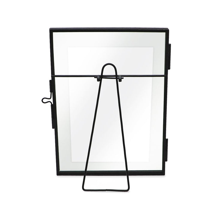 Isaac Jacobs Modern Style Brass and Glass, Pressed Glass, Metal Floating Desk Photo Frame with Locket Closure for Pictures, Art, Mementos &amp; Keepsakes