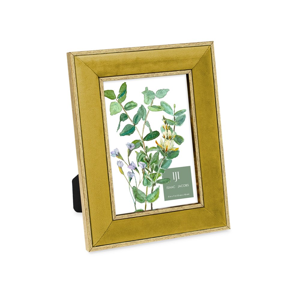 Isaac Jacobs Velvet Picture Frame with Metallic Double Border, Photo Frame, Horizontal &amp; Vertical, Made for Tabletop &amp; Wall Display, for Home and Office