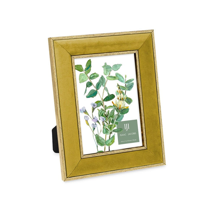 Isaac Jacobs Velvet Picture Frame with Metallic Double Border, Photo Frame, Horizontal &amp; Vertical, Made for Tabletop &amp; Wall Display, for Home and Office