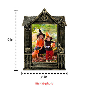 Isaac Jacobs 4x6 Haunted-House Shaped Picture Frame, Photo Tabletop & Wall Display Hanging Display & Home Décor