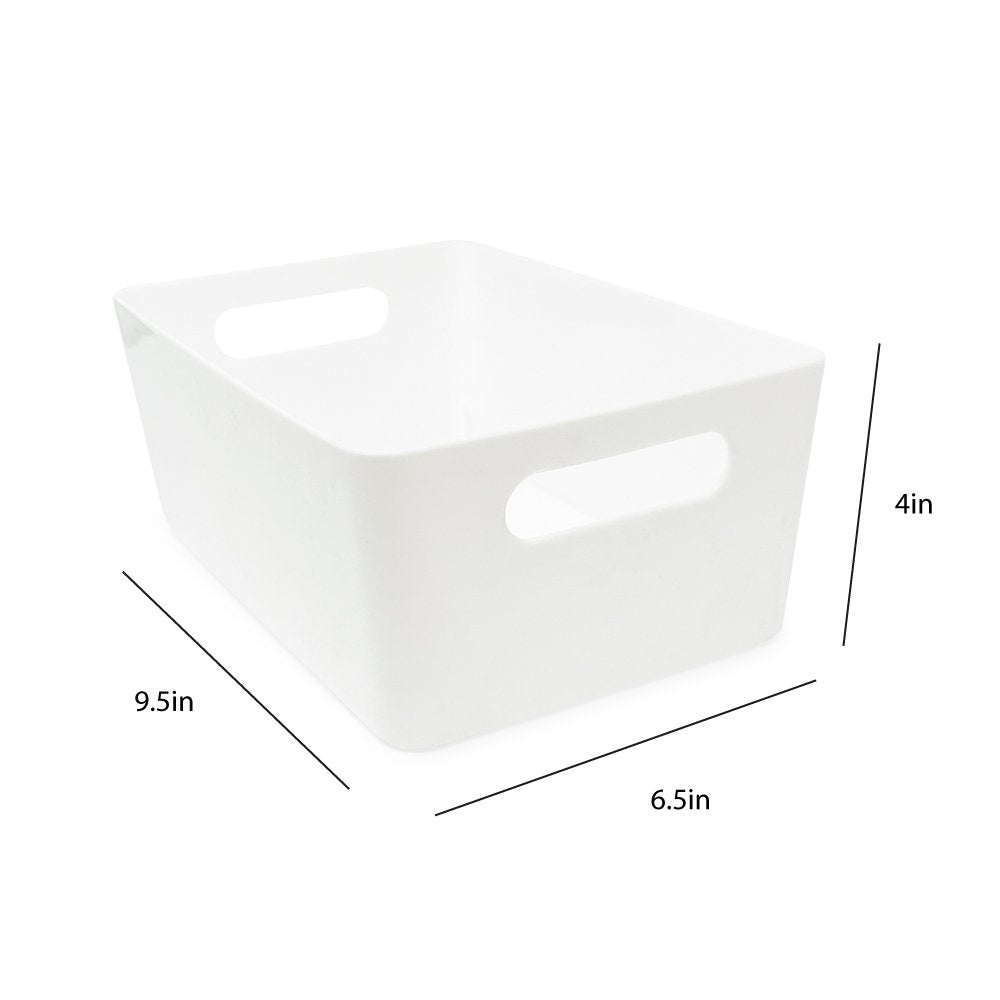 Isaac Jacobs Storage Bin Set w/ Cut-Out Handles, Plastic Organizer, Multi-Use, Home, Office, Pantry, Closet, Kitchen, Fridge/Freezer, BPA Free, Food Safe