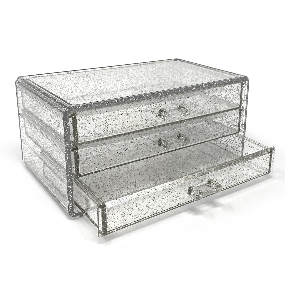 Isaac Jacobs Clear Acrylic 3-Drawer Stackable Jewelry Organizer, Cosmetic &amp; Makeup Case with 3-Drawer Trays, Made for Bedroom, Bathroom, Countertop &amp; Dresser