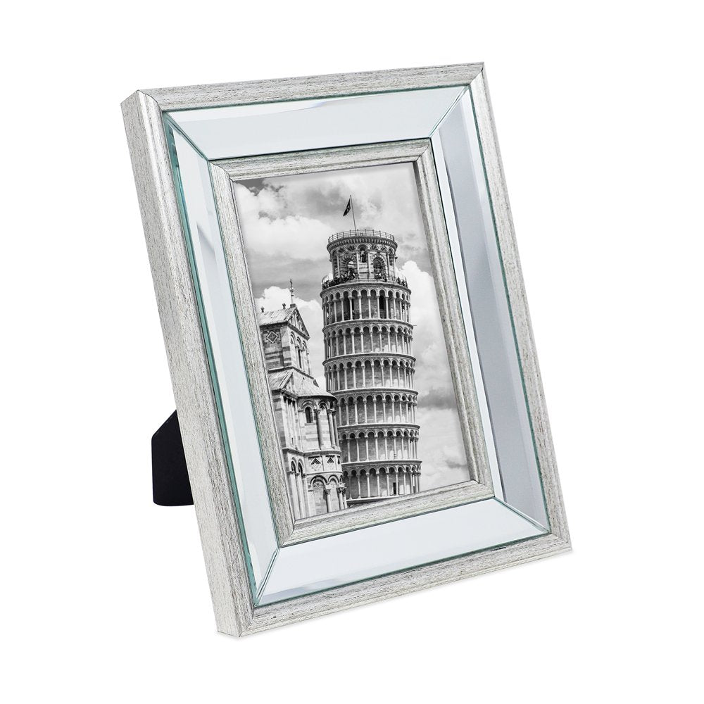 Isaac Jacobs Beveled Mirror Picture Frame - Classic Mirrored Frame with Slight Slanted Angle Made for Wall Décor Display, Photo Gallery and Wall Art