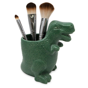 Isaac Jacobs Ceramic Dinosaur Cup Holder, Multi-Purpose Organizer, Bathroom, Kitchen, Bedroom, Office Décor