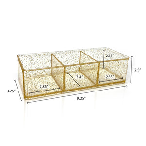 Isaac Jacobs Clear Acrylic 3-Section Organizer- Three Compartment Drawer Tray and Storage Solution for Office, Bathroom, Kitchen, Supplies, and More