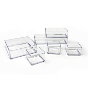 Isaac Jacobs 6-Tray Clear Acrylic Organizer Set, (Six Individual Trays), Multi-Purpose, Stackable Storage Solution for Makeup, Crafts, Desk, School, Office Supplies & More, for Bathroom, Kitchen