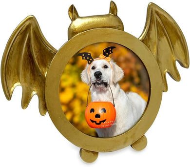 Isaac Jacobs 4x4 Bat-Shaped Picture Frame With Ears And Wings Detail, Photo Tabletop & Wall Display Hanging Display & Home Décor