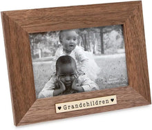 Isaac Jacobs Wood Sentiments "Grandchildren" Picture Frame, Keepsake Photo Frame with Easel and a Hanging Tabs for Tabletop, Desktop & Wall Display