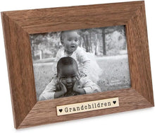 Isaac Jacobs Wood Sentiments "Grandchildren" Picture Frame, Horizontal Keepsake Photo Frame with Easel and a Hanging Tabs for Tabletop, Desktop & Wall Display