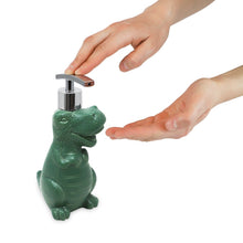 Isaac Jacobs Ceramic Dinosaur, Liquid Soap Pump/Lotion Dispenser with Chrome Metal Pump (Holds Up to 12 Oz.) – Great for Bathroom, Kitchen Countertop, Bath Accessory